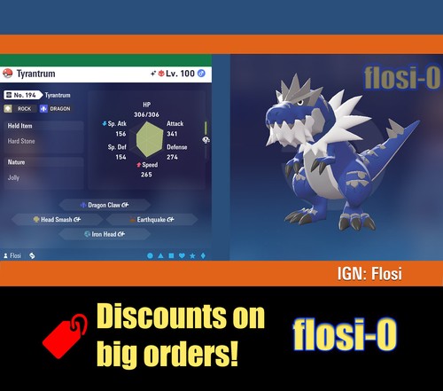 6iv shiny tyrantrum pokemon - 6iv,